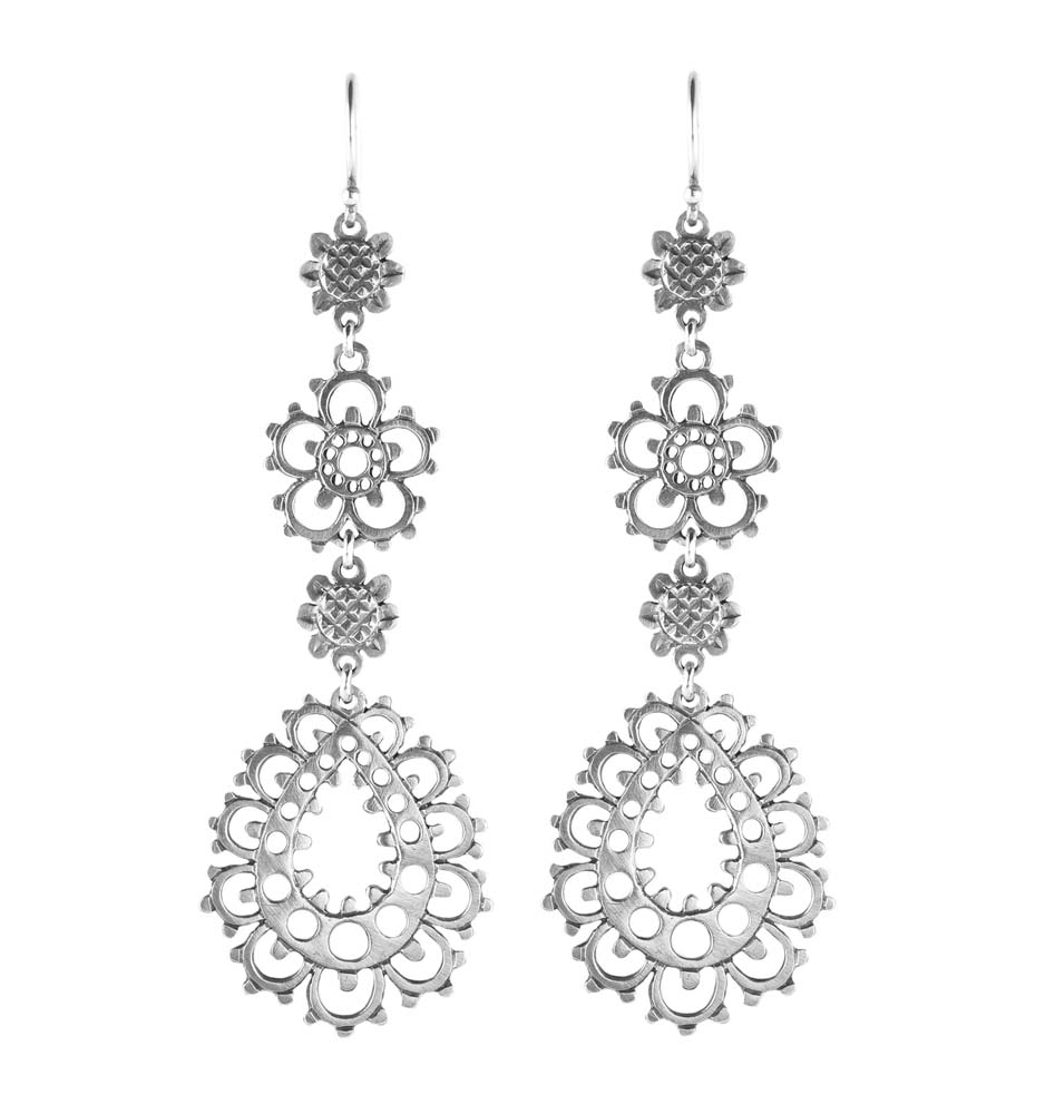 Orecchini Fiore Pizzo Argento